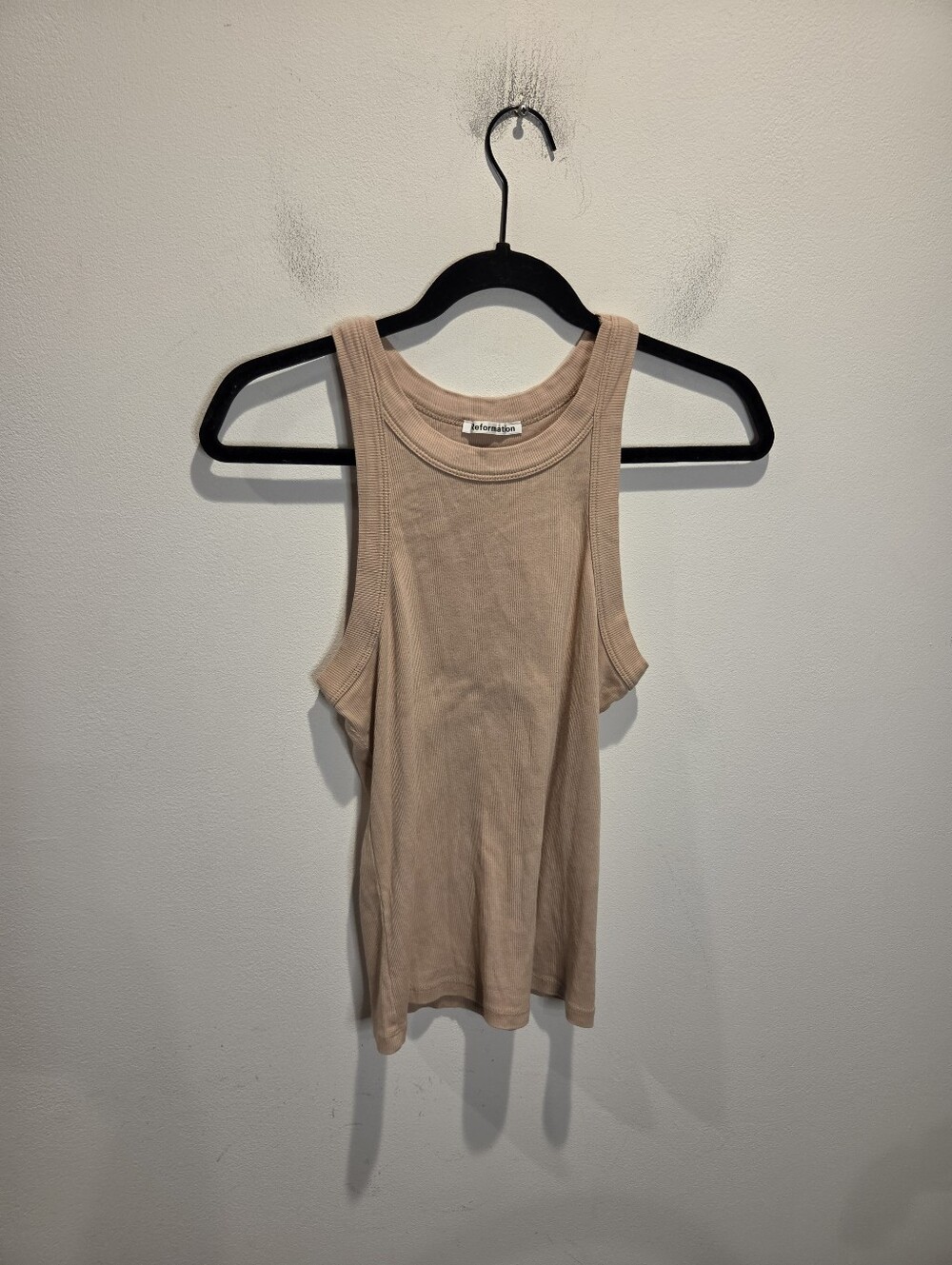 Reformation Size L Classic Tan Ribbed Knit Tank Top